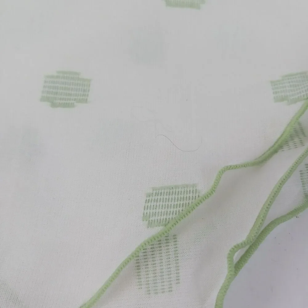 Set Of 6 White Mint Green Linen Embroidered Napkins